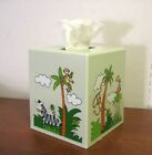 Vtg Tissue Box Cover/Square Holder/Plastic Tropical Animals Monkey Kids Room