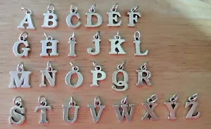 Sterling Silber 15mm Block Stil Alphabet Buchstabe Initiale Charm! - Bild 1 von 7