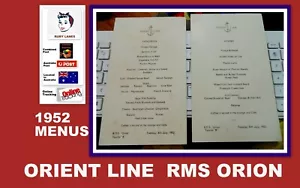 ORIENT LINE RMS ORION - Lunch and Dinner Menus 8 July 1952 - Tourist B Menus - Picture 1 of 6