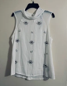 Robert Rodriguez Sleeveless Beaded Sheer Casual Blouse Evening Wear Size Medium - Picture 1 of 8
