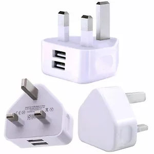 2A Dual USB Ladegerät UK Stecker USB Port Netzteil für Handys iPhone - Bild 1 von 7