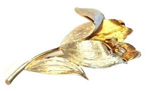 Broche Prendedor Flor Lirio Cala Vintage Grande Plateado-Tono Dorado Floral 2.5" fb1-82 - Imagen 1 de 5