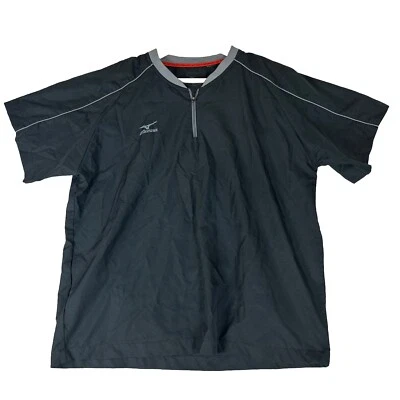 Mizuno Boys Windbreaker Pullover Black 1/4 Zipper Short Sleeve YXL New - Image 1 of 4