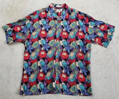 Camisa Hawaiana Manga Corta Campia Moda Para Hombre XL Floral Oscura 100% Rayón Nueva con Etiquetas Foto 1 de 4