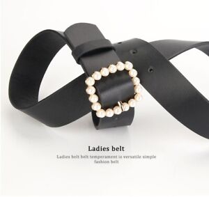 Women Belts For Dresses Pearl Belt Buckle Waist Belt Leather Adjustable Belts