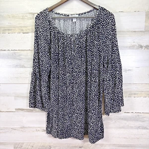 Carolina Belle Womens Black & White Heart Print 3/4 Bell Sleeve Stretch Shirt 2X - Picture 1 of 7