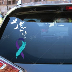 Suicide cancer prevention ribbon sticker, car sticker with ribbon window decal - Picture 1 of 2