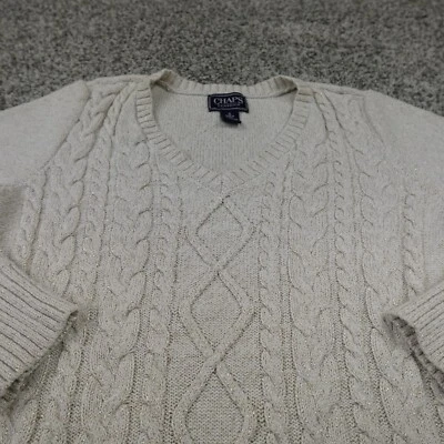 Ralph Lauren Chaps Suéter Mujer S Beige 3D Irlandés Cable Aran Tejido Sudadera Foto 1 de 4