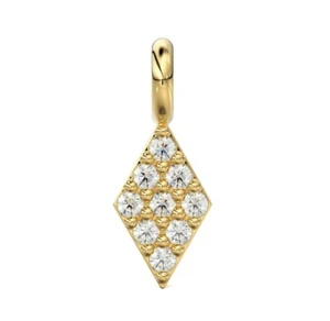 Diamond Pave Setting Charm Pendant 14K Solid Gold Jewelry Supplies Diamond Charm - Picture 1 of 21