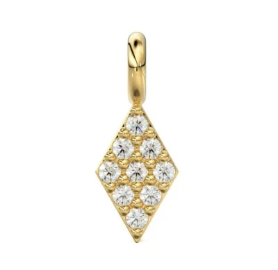 Diamond Pave Setting Charm Pendant 14K Solid Gold Jewelry Supplies Diamond Charm - Image 1 of 4