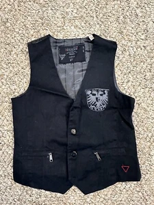 Guess Kids Black Vest With Design Size 7 - Picture 1 of 9