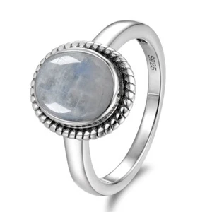 BAGUE ARGENT STERLING 925 VINTAGE PIERRE DE LUNE FEMME - Foto 1 di 3