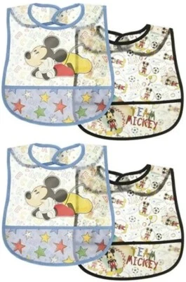 4 baberos de Mickey Mouse Crumb Catcher de Disney, babero Peva Foto 1 de 4
