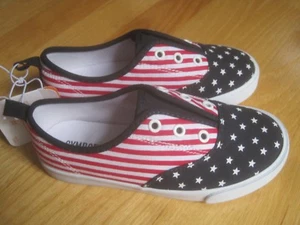 Junge Mädchen rot weiß blau Sterne Streifen patriotisch Urlaub Canvas Turnschuhe neu mit Etikett 12 - Bild 1 von 7