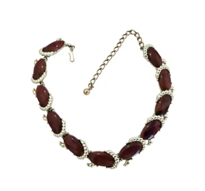 Kramer goldfarben und rotbraun Duroplast Kunststoff Halsreif Halskette - Bild 1 von 7