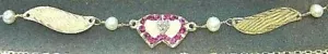 New 14K Gold/ DIA. Heart/RUBY w/Wings 10" Anklet -Free Engraving! - Picture 1 of 3