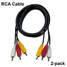 Pack of 2 AV Male to Male 3 RCA Audio Video Composite Cable Black (6 feet)