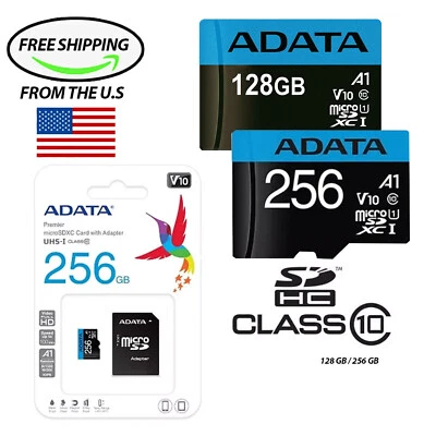 1/10/100x Tarjeta Micro SD 128GB 256GB TF Memoria Clase 10 Rápido 100MB/s HD EE. UU. Lote Foto 1 de 4