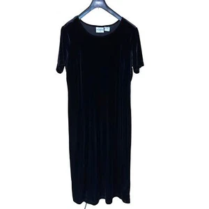 Vintage Velvet DRESS Women's 16W Black Midi Long Maxi Y2K Studio Works 1X - Picture 1 of 5