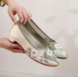 Neu Damenschuhe chinesische Folk bestickt Blume weiche Sohle flach Blumen - Bild 1 von 24