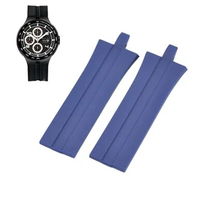 Correa de reloj de goma azul 28x22 mm para Porsche Design P6360 cronógrafo automático - Imagen 1 de 7