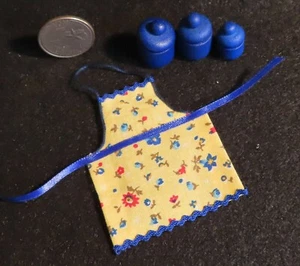 Apron Yellow Kitchen Cobalt Blue Canisters Cooking 1:12 Miniature Creative 6140 - Bild 1 von 3