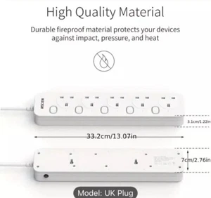 UK Plug 3M Extension Cord Power Strips Surge&.5 way”@@ - Picture 1 of 13