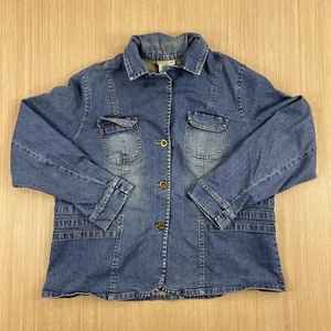 coldwater creek jacket womens XXL blue denim jean retro classic trucker pocket - Picture 1 of 9