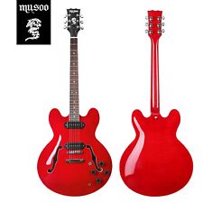 Musoo 335 style Jazz Electric Guitar Flame Maple Top & Back P90 Style for sale