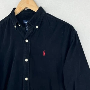RALPH LAUREN Shirt Boys L 16-18 Corduroy Button Up Long Sleeve Cotton Black - Picture 1 of 12