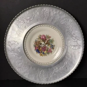 VINTAGE TRIUMPH LIMOGES IMPERIAL VICTORIAN CHINA PLATTER FARBERWARE ALUMINUM - Foto 1 di 6