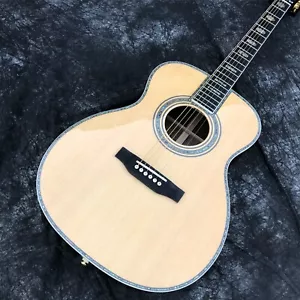Guitarra acústica personalizada de 40 pulgadas tipo OM abeto sólido abulón diapasón ébano diapasón - Imagen 1 de 8