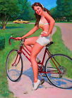 97046 1940s Pin-Up Girl Bicycle Picture Pin Up Wall Print Poster Plakat