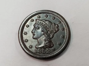 Hochwertiges 1853 geflochtenes Haar großer Cent 1C - Bild 1 von 6