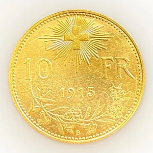 1915 B Switzerland Confederation Helvetia 10 Francs .900 Fine Gold Coin KM# 36 - Picture 1 of 11