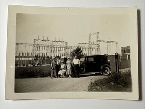 Stazione di trasferimento Des Monies Iowa anni 20 auto elettrica uomo donna foto vintage istantanea - Foto 1 di 9