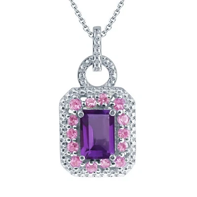 Collar Colgante 1.45 Cttw Corte Esmeralda 7X5MM Amatista y Zafiro Rosa Para Foto 1 de 3