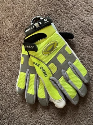 Caiman MAG Hi-Vis 山羊谷物皮革工作手套 M 2980-4 — 第 1/4 张图片