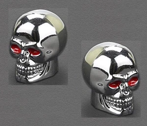 2x Totenkopf Ventilkappen Ventil Verschluß Kappe chrom Motorrad Fahrrad Quad NEU - Bild 1 von 6