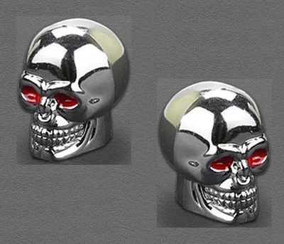2x Totenkopf Ventilkappen Ventil Verschluß Kappe chrom Motorrad Fahrrad Quad NEU - Bild 1 von 4