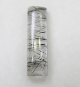Natural Black Rutile Quartz Cabochon In Rectangle Shape 10.00 Carats 25x7x5 mm - Picture 1 of 9