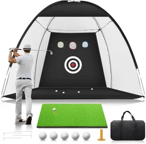 Rete da golf 10x7 piedi con tappetino da golf panno bersaglio tutto in 1 casa golf colpire rete da allenamento - Foto 1 di 9