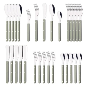30-teiliges Edelstahl Besteck Set für 6, Silberbesteck Set mit farbigem Griff... - Bild 1 von 8