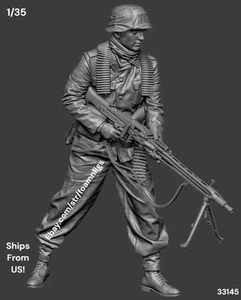 1/35 Resin Figure German Waffen SS Heavy MG42 Gunner in Combat Model Kit 33145 - Picture 1 of 7