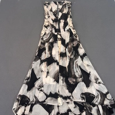 Просто Vera Wang женщин XS абстрактный черный белый мазок высоты низкого макси платье - Изображение 1 из 4