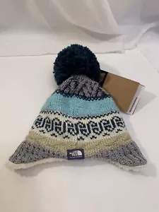 North Face Baby Boy Blue BEANIE Cap Pom 0-6 Months, Warm Soft Ear Flaps Newborn - Picture 1 of 6