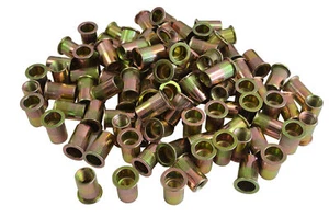 Pack 100 1/2"Gold Zinc-Plated Flat Head Wide Flange Rivet Nut Nutsert - Bild 1 von 8