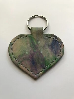 зеленый / синий галстук краситель кожи сердце брелок - Изображение 1 из 2