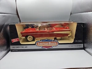 1957 Chevrolet Chevy Bel-Air Red Convertible Car 1/18 American Muscle NIB In Box - Picture 1 of 9