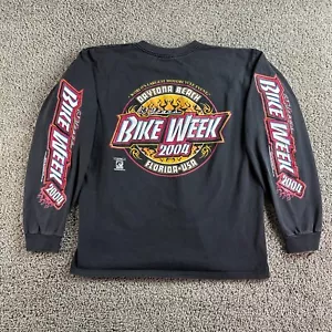 VINTAGE Dayton Bike Week Shirt Mens Large Black 2004 Florida Long Sleeve Print - Picture 1 of 13